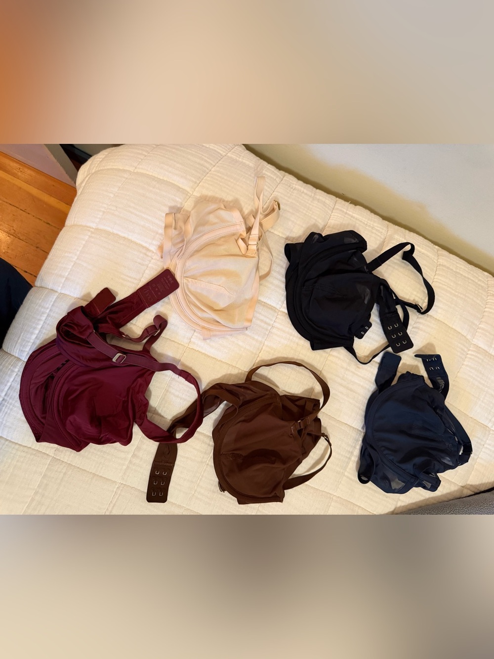 CUUP Wireless Everyday Bra Pack - Burgundy, Cream, Black, Brown, Navy like new